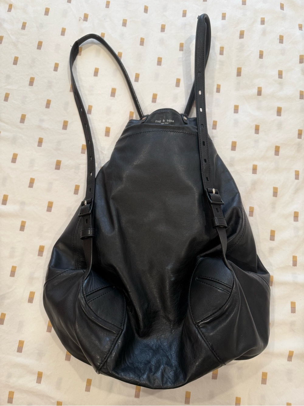 rag & bone Black Leather Drawstring Backpack - Picture 2 of 4
